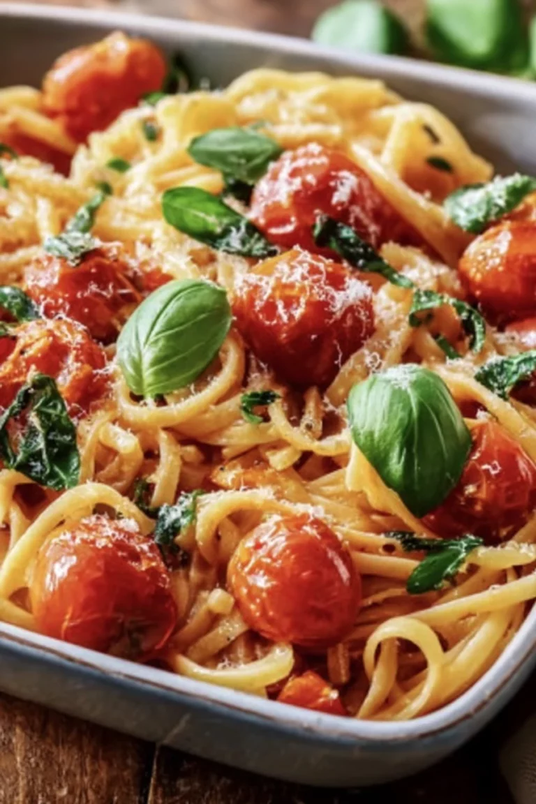 basil pasta, cherry tomatoes, fresh herbs, savory, vibrant colors, flavorful dish