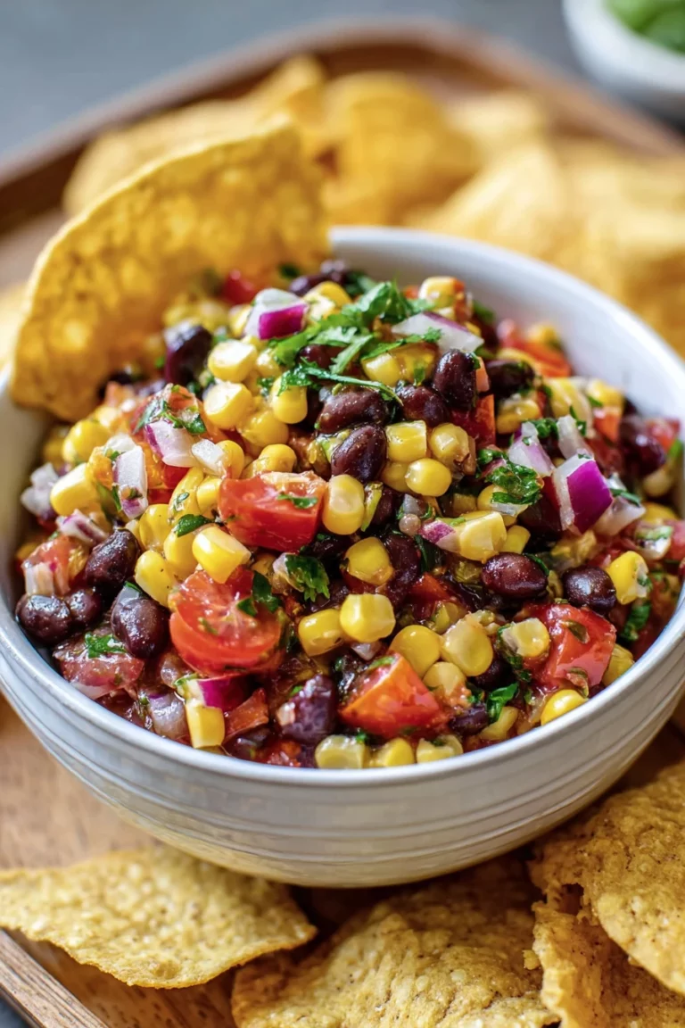 black bean corn salsa, fresh ingredients, zesty flavors, colorful mix