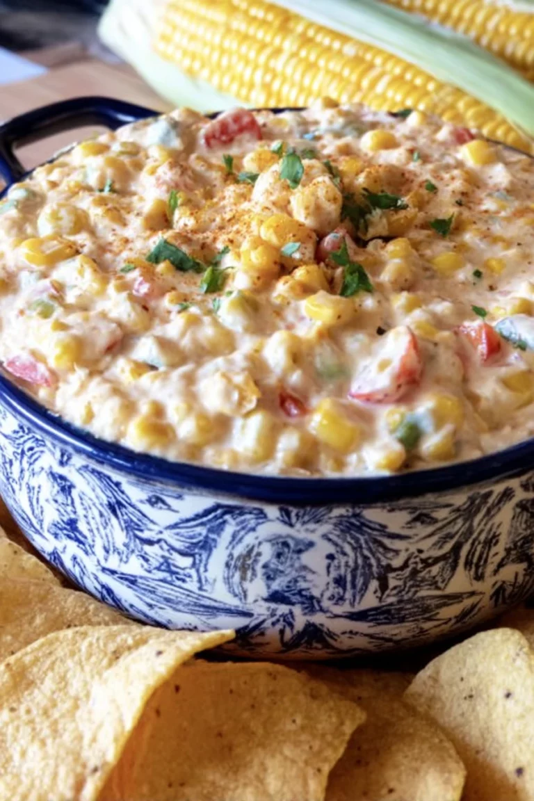 corn dip, savory appetizer, creamy texture, flavorful seasoning, delicious snack