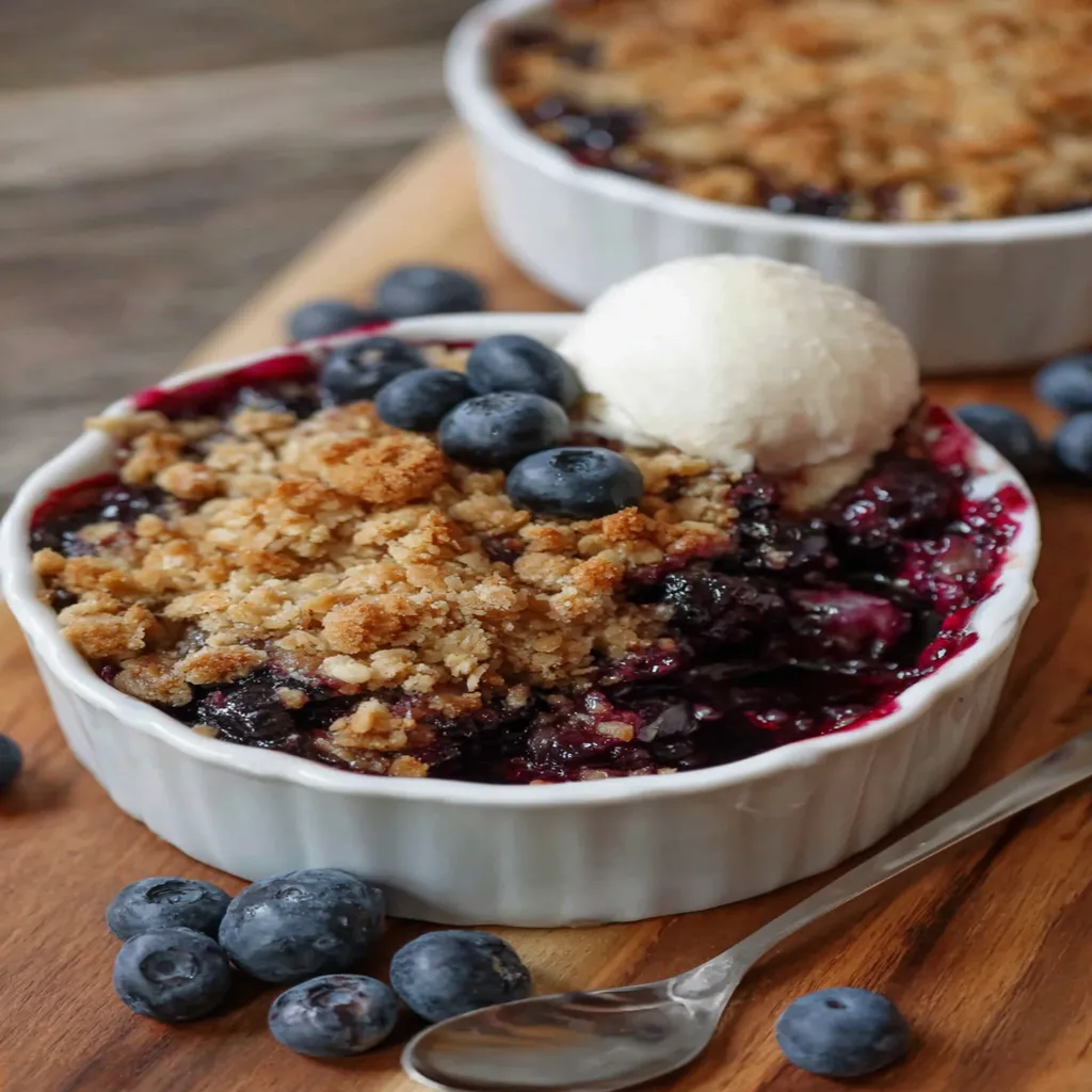 blueberry crisp recipe, easy, delicious, crispy, sweet, blueberries, dessert