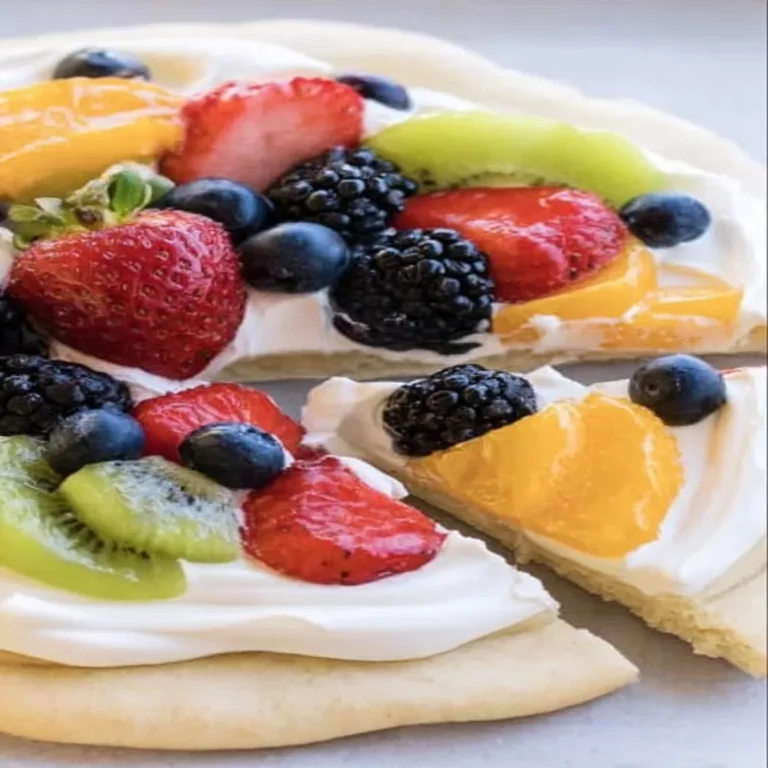 fruit pizza recipe, easy dessert, colorful, fresh fruits, delicious
