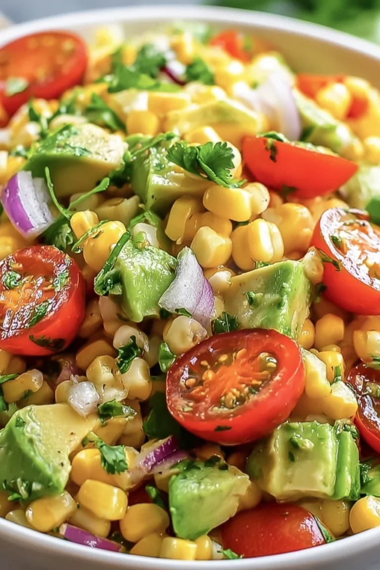 summer corn salad, avocado, tomato, fresh, colorful, refreshing, vibrant flavors