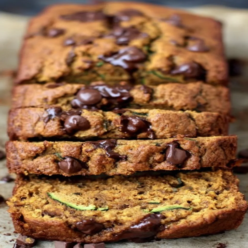 pumpkin zucchini bread, healthy, chocolate chip, moist, delicious, fall-inspired