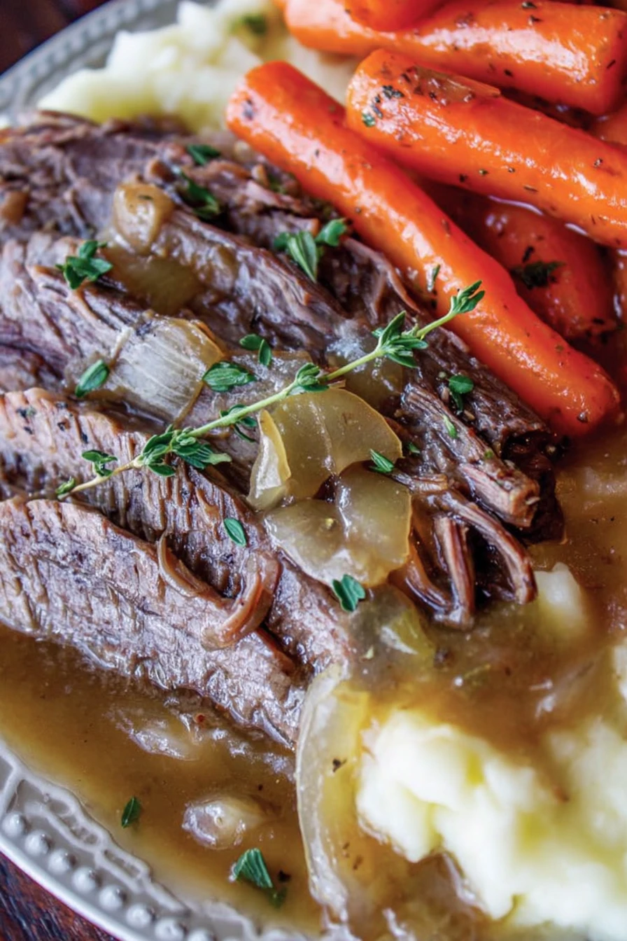 pot roast, crock pot, savory, slow-cooked, tender, flavorful, hearty, delicious