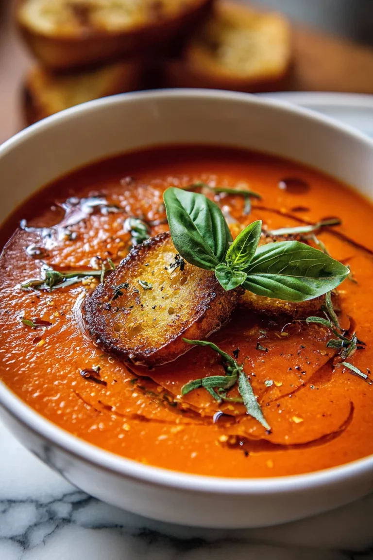 roasted tomato soup, savory, comforting, rich, aromatic, hearty, homemade, delicious