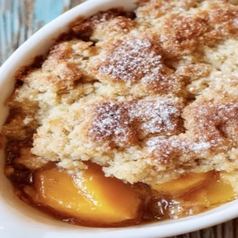 southern, peach cobbler, juicy peaches, buttery crust, sweet, cinnamon streusel, decadent dessert