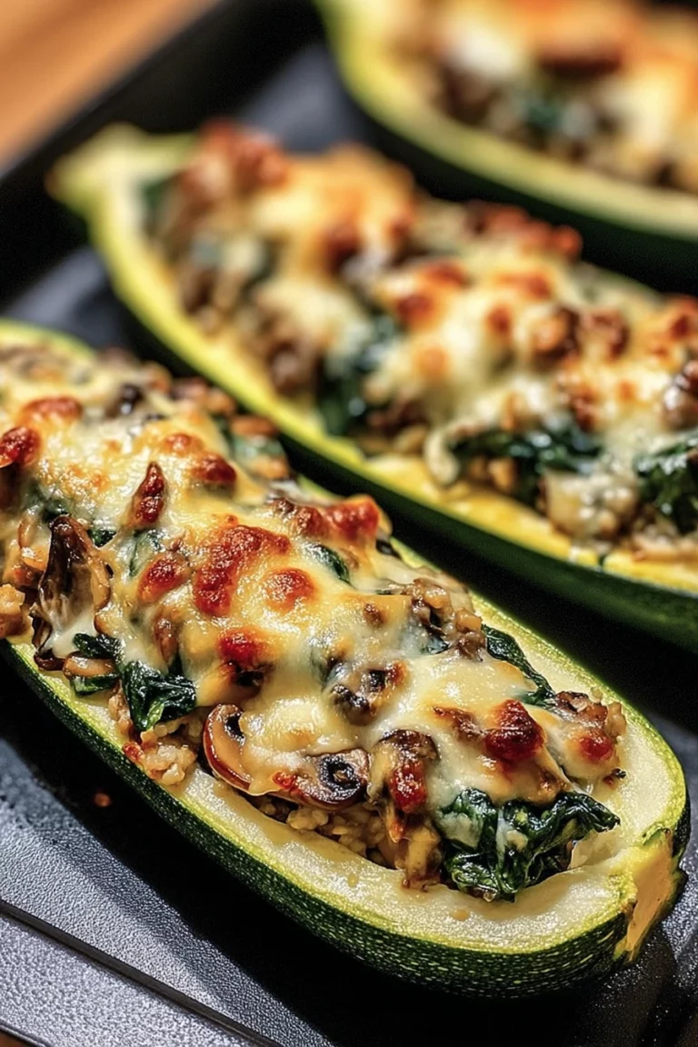 spinach, mushroom, ricotta, stuffed, zucchini boats, savory, flavorful, vegetarian
