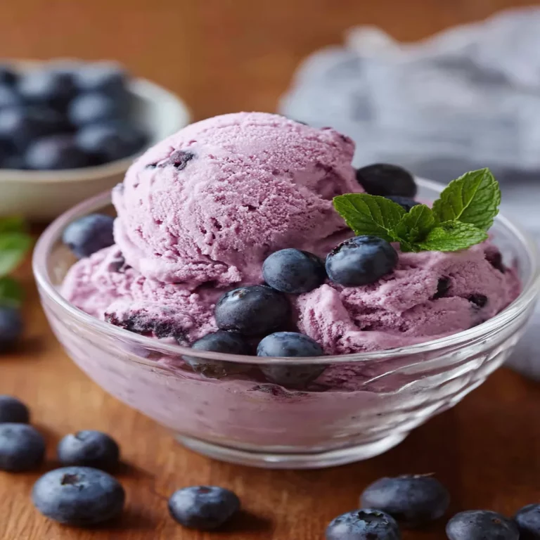 blueberry ice cream, creamy, indulgent, refreshing, sweet and fruity