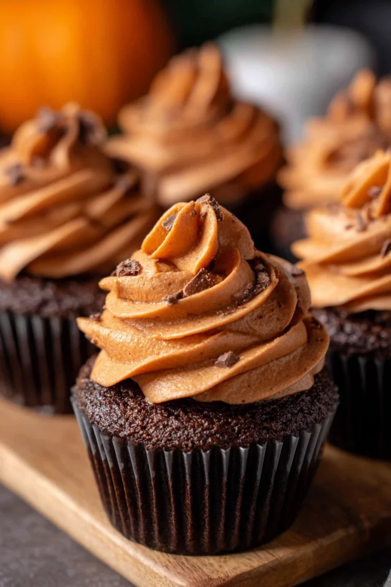 chocolate pumpkin cupcakes, decadent fall treat, rich, moist, festive, indulgent flavor
