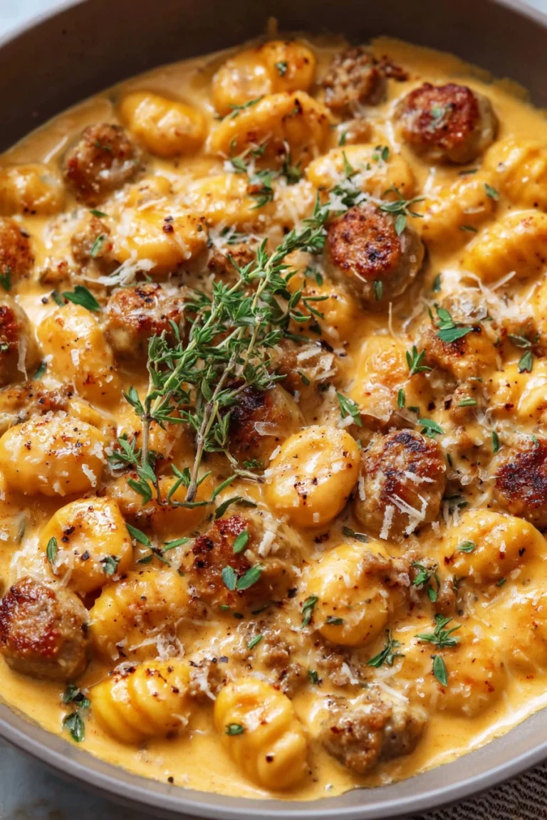 creamy butternut squash gnocchi, savory sausage, comforting fall flavors