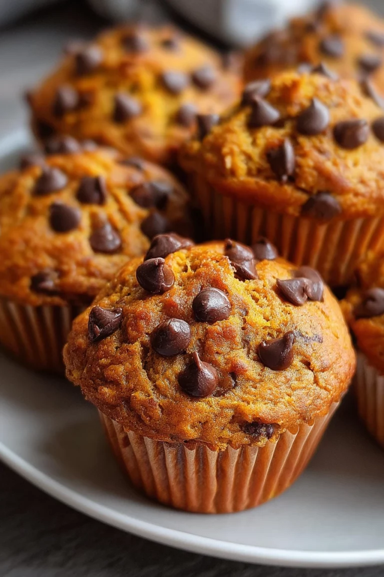 moist pumpkin chocolate chip muffins, delicious, fall flavors, sweet