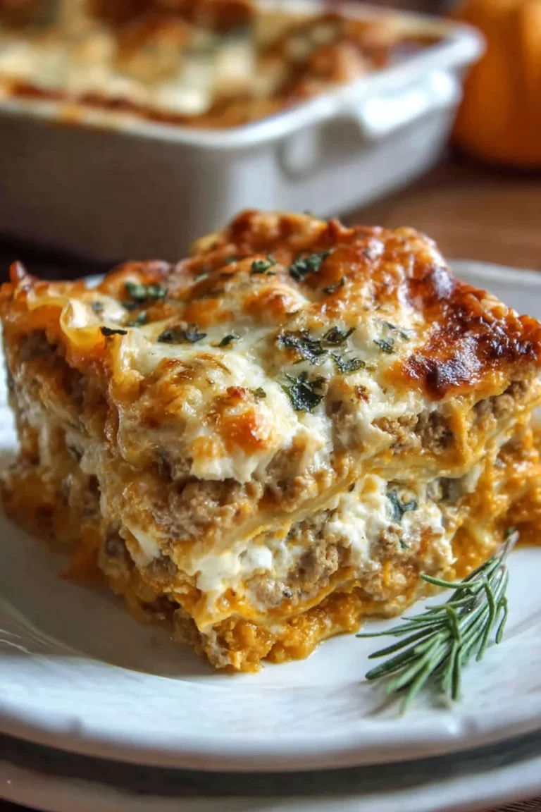 pumpkin lasagna, savory fall flavors, creamy ricotta, layers of pasta, delicious autumn dish