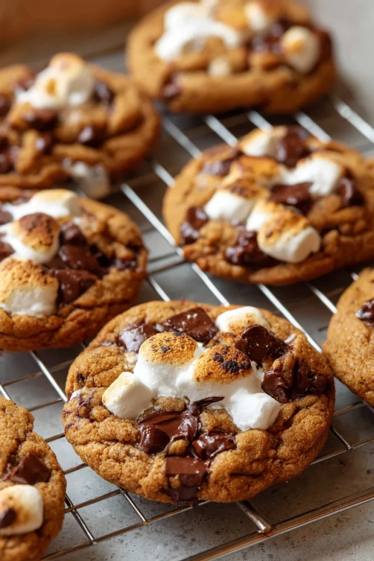 pumpkin s'mores cookies, gooey marshmallows, chocolate chips, fall treat