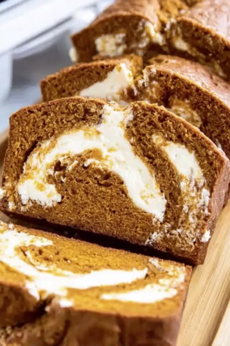 swirled pumpkin cream cheese bread, delicious, autumn flavors, moist, indulgent, seasonal treat