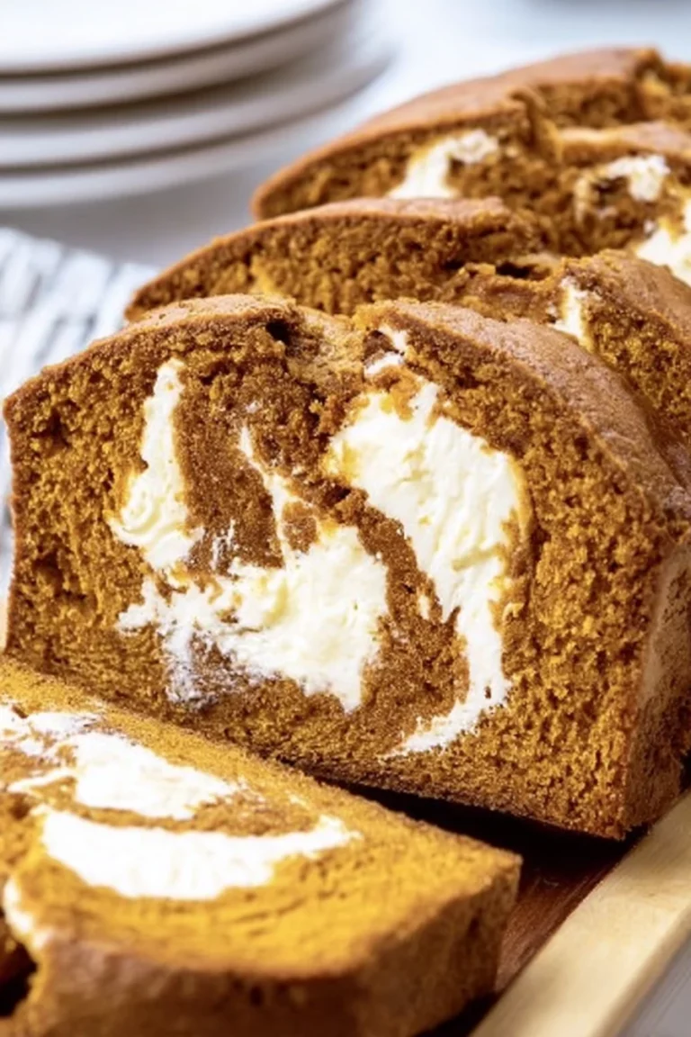 swirled pumpkin cream cheese bread, delicious, autumn flavors, moist, decadent swirls, sweet and savory