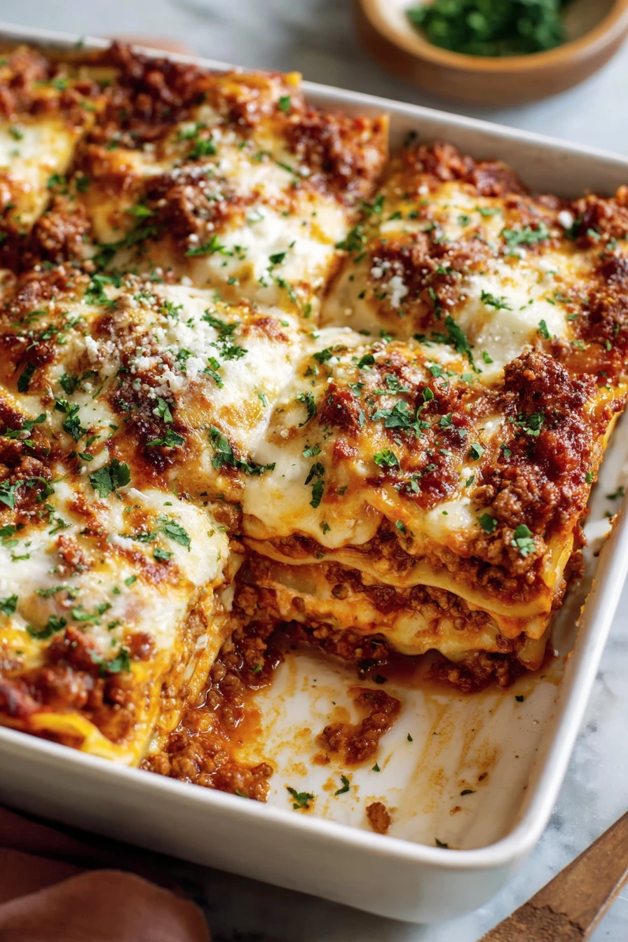 cottage cheese lasagna, easy recipe, creamy, cheesy, delicious